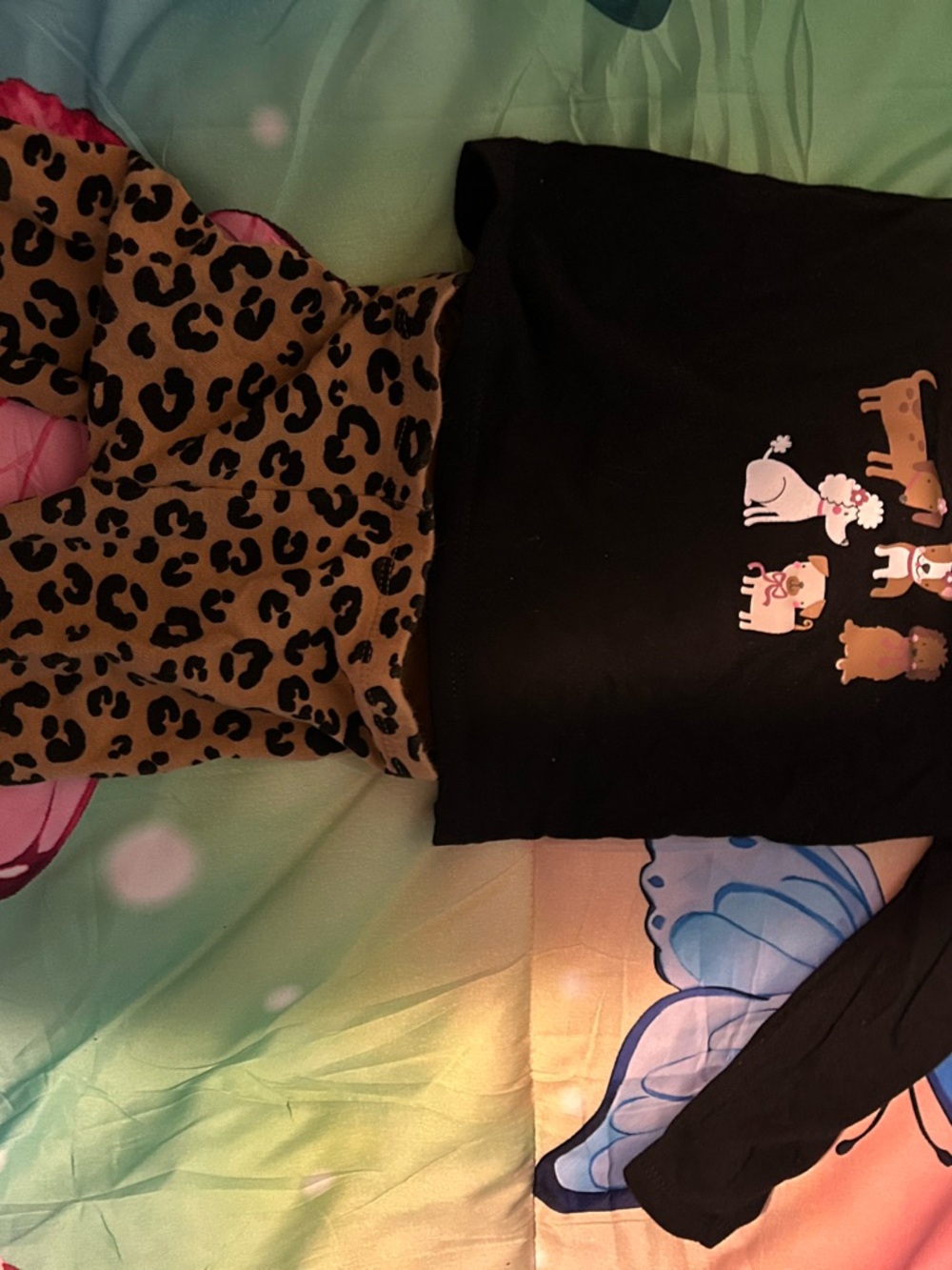 Leopard Print Pants with Black Animal Graphic Top